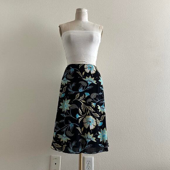 Vintage Dresses & Skirts - Vintage y2k black blue floral midi skirt